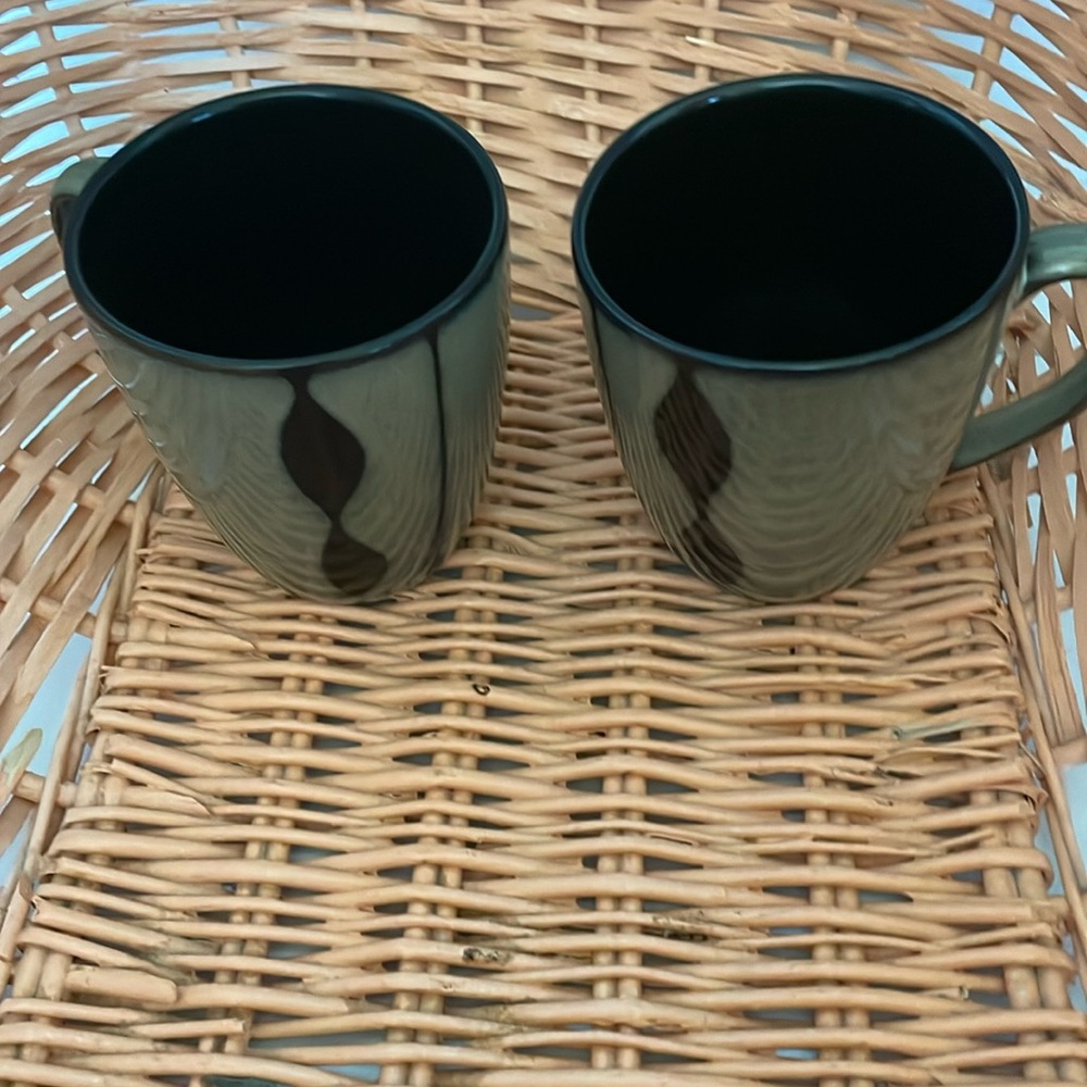 Sango Pair Of Coffee Tea Mugs New Never Been Used Prelude Black 4508